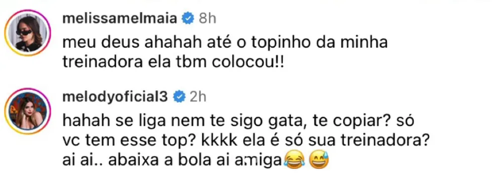 Melody respondeu alfinetada de Mel Maia - Foto: Reprodução/Instagram
